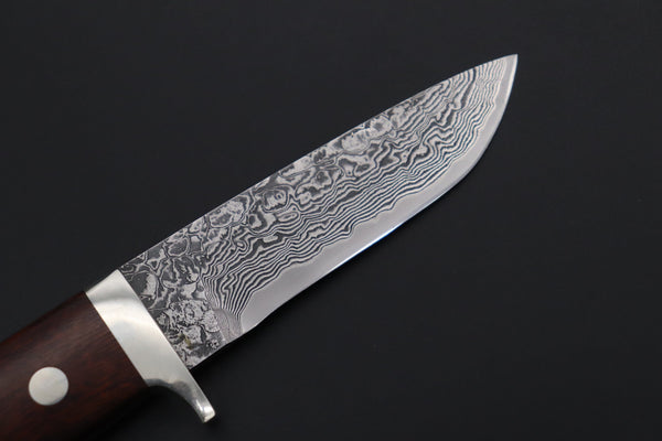 Mr. Itou  IT-590S Drop Point Hunter,  3-1/2" R2 Damascus Blade, Premium Desert Ironwood Handle - japaneseknifedirect.mom