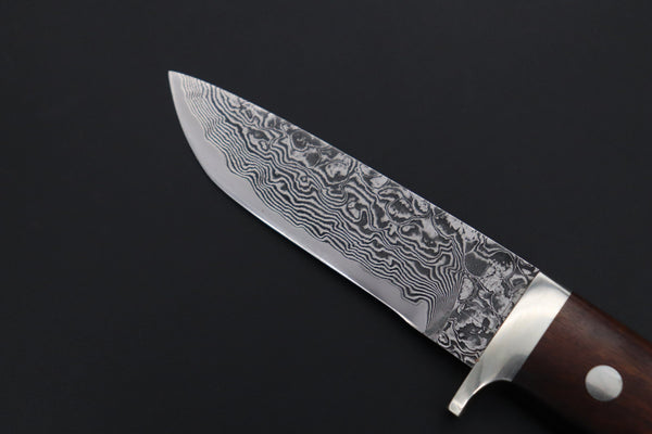 Mr. Itou  IT-590S Drop Point Hunter,  3-1/2" R2 Damascus Blade, Premium Desert Ironwood Handle - japaneseknifedirect.mom