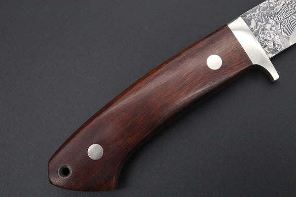 Mr. Itou  IT-590S Drop Point Hunter,  3-1/2" R2 Damascus Blade, Premium Desert Ironwood Handle - japaneseknifedirect.mom