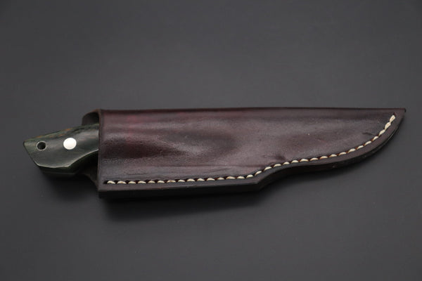 Mr. Itou  IT-610A Drop Point Utility Hunter, 3-1/2" R-2 Damascus Blade, Green Maple Burl wood Handle