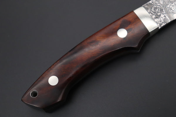 Mr. Itou  IT-610B Drop Point Utility Hunter, 3-1/2" R2 Damascus Blade, Premium Desert Ironwood Handle