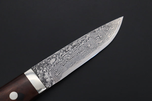 Mr. Itou  IT-620A Drop Point Utility Hunter, 3-3/4" R-2 Damascus Blade, Premium Desert Ironwood Handle - japaneseknifedirect.mom