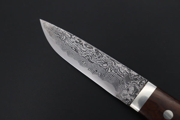 Mr. Itou  IT-620A Drop Point Utility Hunter, 3-3/4" R-2 Damascus Blade, Premium Desert Ironwood Handle - japaneseknifedirect.mom