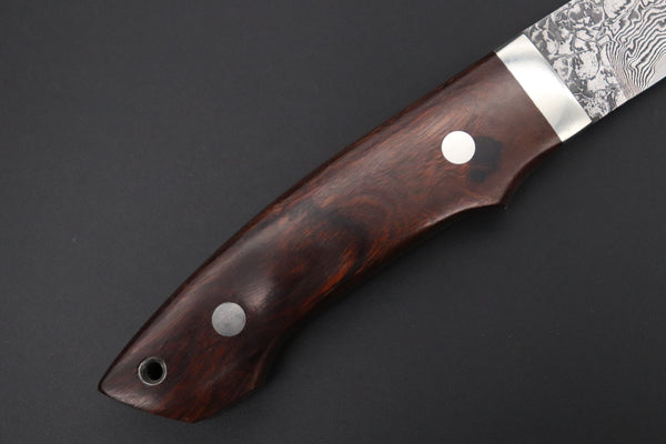 Mr. Itou  IT-620A Drop Point Utility Hunter, 3-3/4" R-2 Damascus Blade, Premium Desert Ironwood Handle - japaneseknifedirect.mom