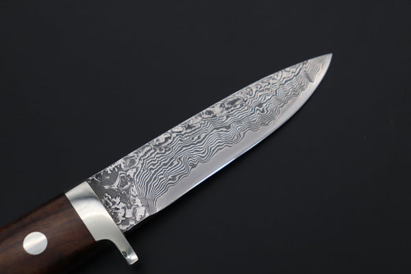Mr. Itou  IT-660A Drop Point Utility Hunter, 3-1/2" R2 Damascus Blade, Premium Desert Ironwood - japaneseknifedirect.mom