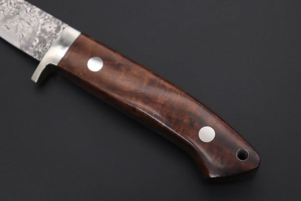 Mr. Itou  IT-660A Drop Point Utility Hunter, 3-1/2" R2 Damascus Blade, Premium Desert Ironwood - japaneseknifedirect.mom