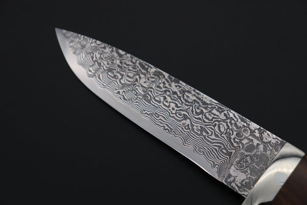Mr. Itou  IT-690 Drop Point Hunter, 5" R2 Damascus Blade, Premium Desert Ironwood Handle