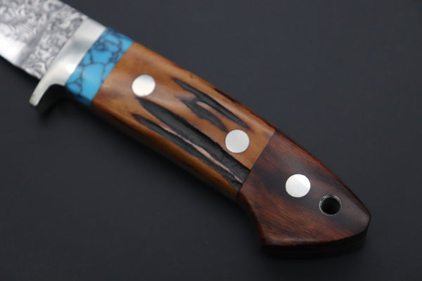 Mr. Itou  IT-720 "Treasure Hunter Series" Drop Point Hunter, 3-5/8" R2 Damascus Blade, Sambar Stag Custom Combination Handle