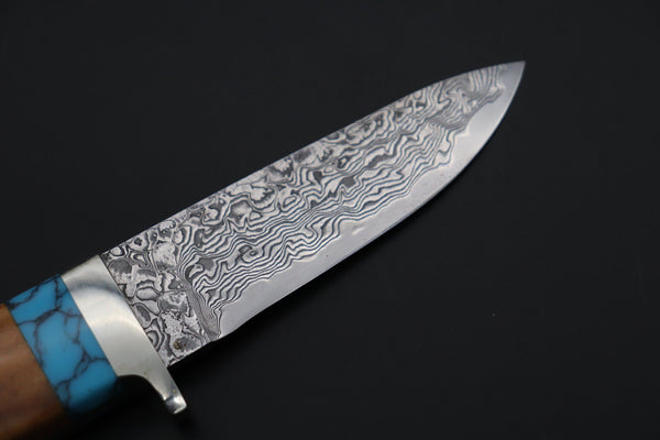 Mr. Itou  IT-720 "Treasure Hunter Series" Drop Point Hunter, 3-5/8" R2 Damascus Blade, Sambar Stag Custom Combination Handle