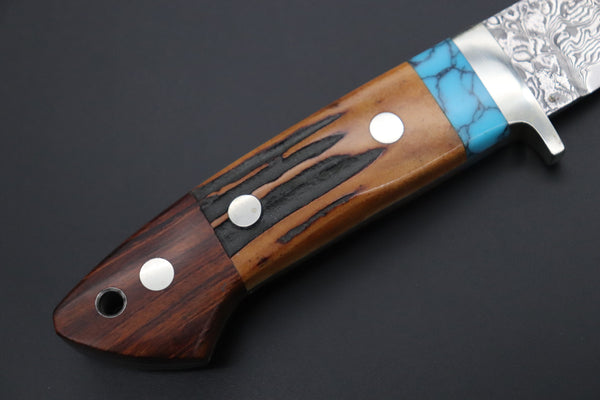 Mr. Itou  IT-720 "Treasure Hunter Series" Drop Point Hunter, 3-5/8" R2 Damascus Blade, Sambar Stag Custom Combination Handle
