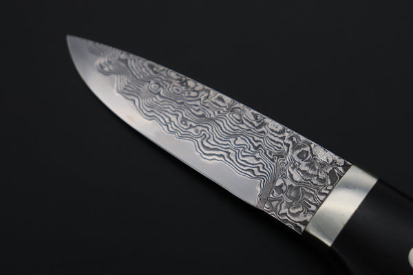 Mr. Itou  IT-730 Drop Point Utility Hunter, 3-1/2" R2 Damascus Blade, Premium Desert Ironwood Handle