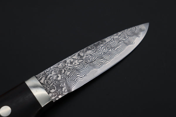 Mr. Itou  IT-730 Drop Point Utility Hunter, 3-1/2" R2 Damascus Blade, Premium Desert Ironwood Handle
