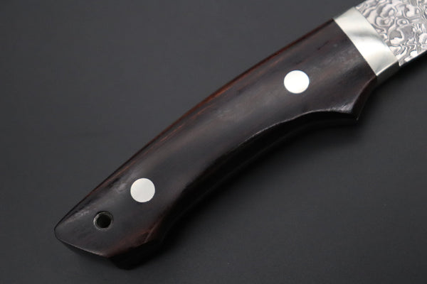 Mr. Itou  IT-730 Drop Point Utility Hunter, 3-1/2" R2 Damascus Blade, Premium Desert Ironwood Handle