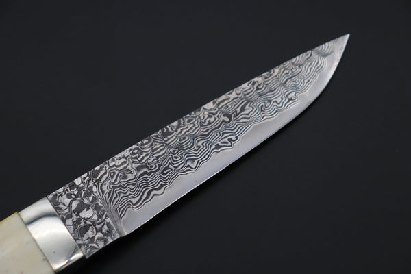 Mr. Itou  IT-750 Drop Point Utility Hunter, 4.8" R-2 Damascus Blade,Stag Handle
