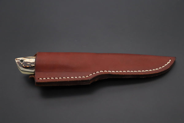 Mr. Itou  IT-750 Drop Point Utility Hunter, 4.8" R-2 Damascus Blade,Stag Handle