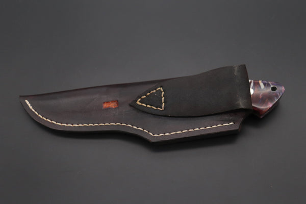 Mr. Itou  IT-760 Drop Point Hunter, 5" R2 Damascus Blade, Crazy Purple Color Hybrid Resin Handle