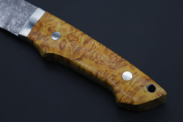 Mr. Itou  IT-780  Custom R2 Damascus 5.9" Drop-point Hunter, Stabilized Maple Burl wood Handle