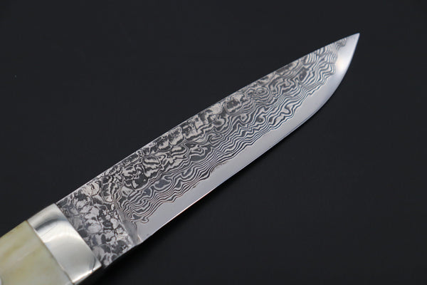 Mr. Itou  IT-810 Drop Point Utility Hunter, 4.7" R-2 Damascus Blade,Stag Handle