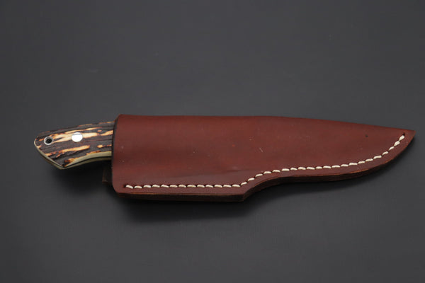 Mr. Itou  IT-820 Drop Point Hunter, 3.6" R2 Damascus Blade, Stag Handle