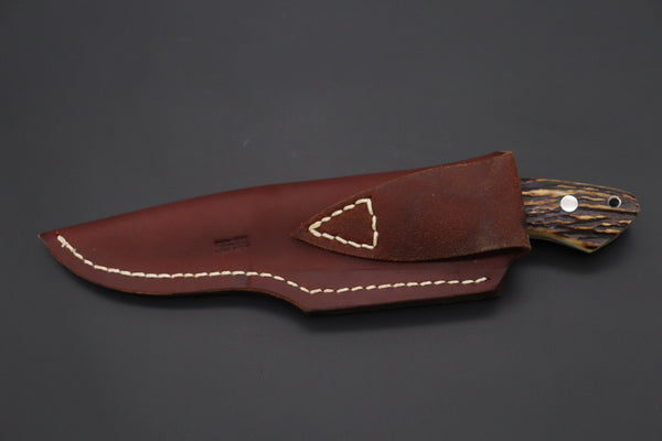 Mr. Itou  IT-820 Drop Point Hunter, 3.6" R2 Damascus Blade, Stag Handle