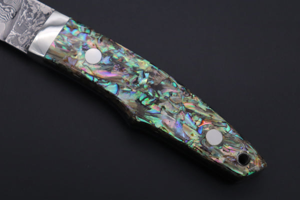 Mr. Itou  IT-850 Drop Point Utility Hunter, 3.7" R2 Damascus Blade, Abalone Handle