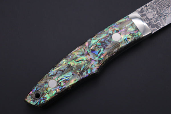 Mr. Itou  IT-850 Drop Point Utility Hunter, 3.7" R2 Damascus Blade, Abalone Handle