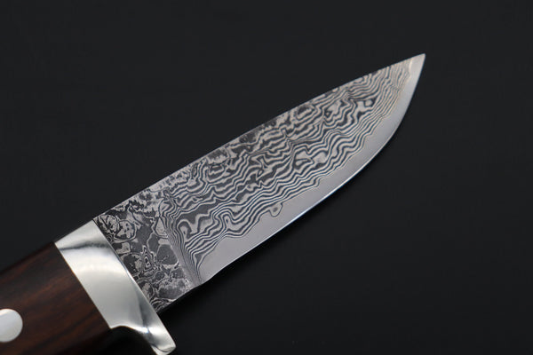 Mr. Itou  IT-860 Drop Point Hunter, 3.5" R2 Damascus Blade, Premium Desert Ironwood Handle