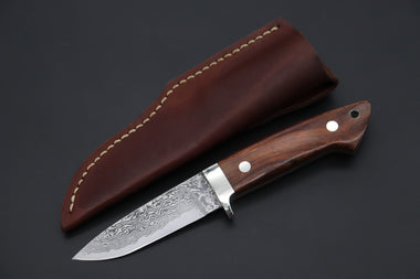 Mr. Itou  IT-870 Drop Point Hunter, 3.6" R2 Damascus Blade, Premium Desert Ironwood Handle