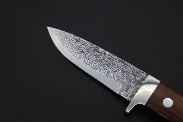 Mr. Itou  IT-870 Drop Point Hunter, 3.6" R2 Damascus Blade, Premium Desert Ironwood Handle