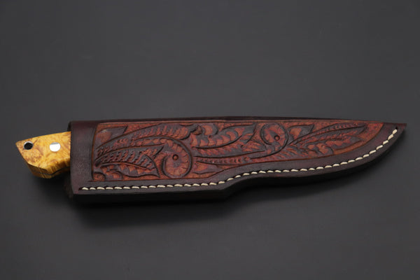 Mr. Itou  IT-880  Custom R2 Damascus 5.3" Drop-point Hunter, Maple Burl wood Handle