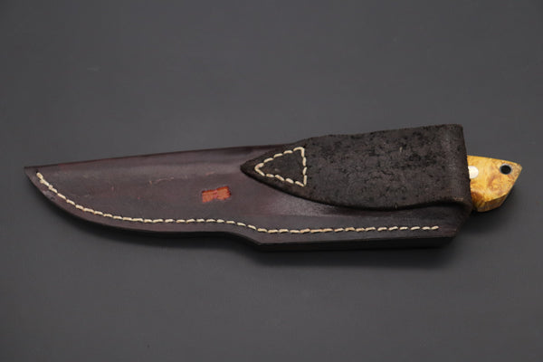 Mr. Itou  IT-880  Custom R2 Damascus 5.3" Drop-point Hunter, Maple Burl wood Handle
