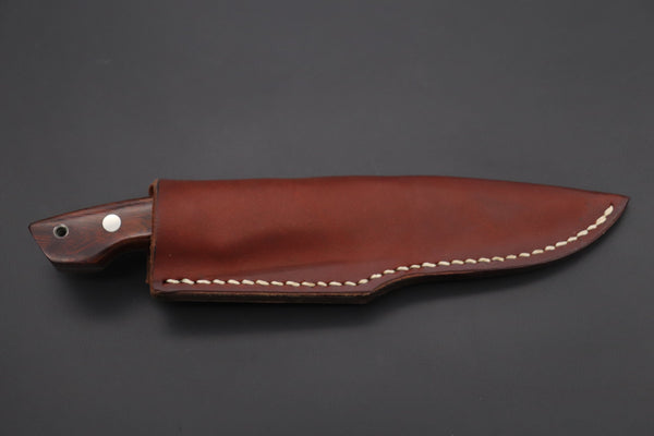 Mr. Itou  IT-900 Drop Point Utility Hunter, 3.5" R-2 Damascus Blade, Desert Ironwood Handle