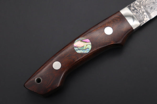 Mr. Itou  IT-900 Drop Point Utility Hunter, 3.5" R-2 Damascus Blade, Desert Ironwood Handle