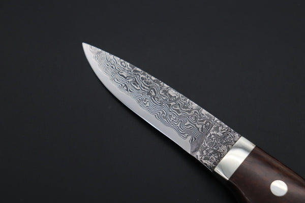 Mr. Itou  IT-900 Drop Point Utility Hunter, 3.5" R-2 Damascus Blade, Desert Ironwood Handle