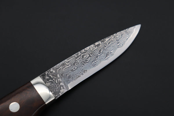 Mr. Itou  IT-900 Drop Point Utility Hunter, 3.5" R-2 Damascus Blade, Desert Ironwood Handle