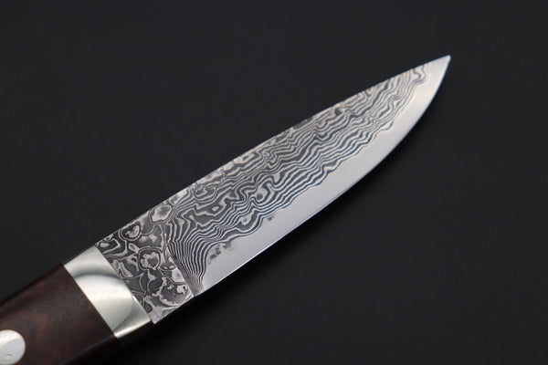 Mr. Itou  IT-910 Drop Point Utility Hunter, 3.6" R-2 Damascus Blade, Desert Ironwood Handle
