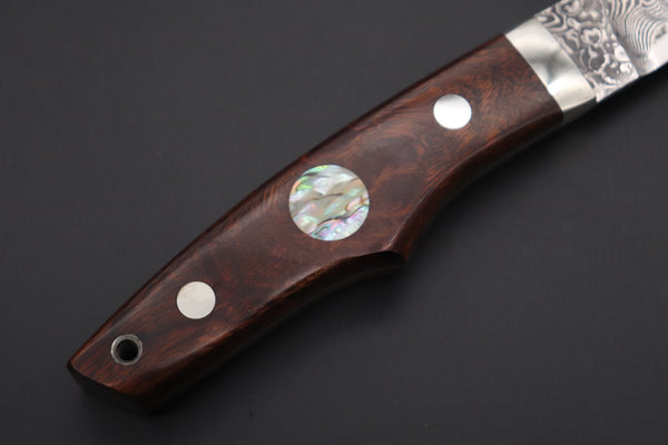 Mr. Itou  IT-910 Drop Point Utility Hunter, 3.6" R-2 Damascus Blade, Desert Ironwood Handle