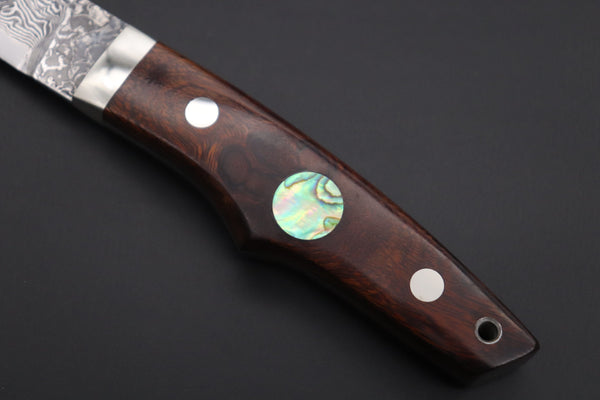 Mr. Itou  IT-910 Drop Point Utility Hunter, 3.6" R-2 Damascus Blade, Desert Ironwood Handle