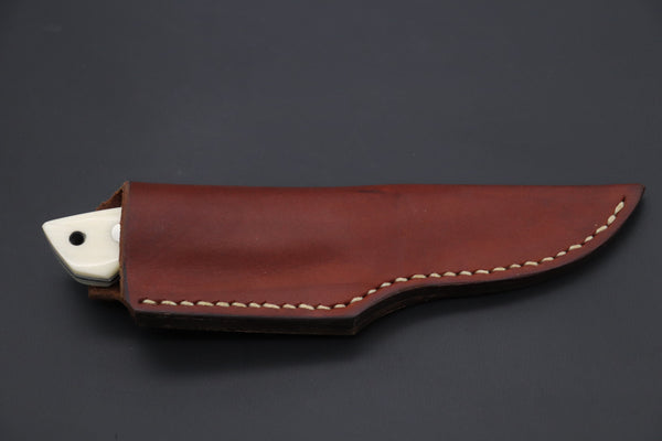 Mr. Itou  IT-930 Drop point Utility Hunter, 3.1" R-2 Damascus Blade,  White Camelbone Handle