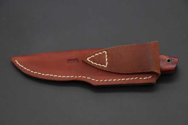 Mr. Itou  IT-960 Drop Point Utility Hunter, 3.7" R-2 Damascus Blade, Quince Burlwood Handle