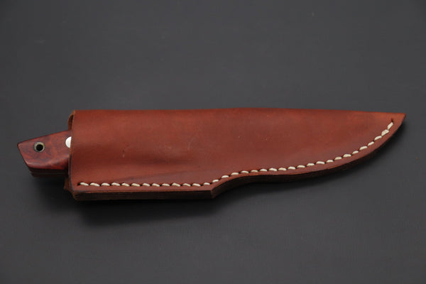 Mr. Itou  IT-960 Drop Point Utility Hunter, 3.7" R-2 Damascus Blade, Quince Burlwood Handle