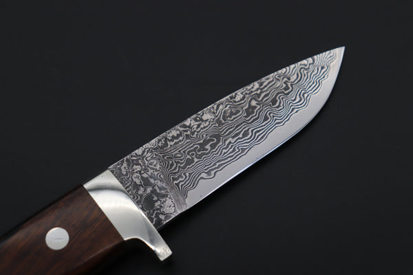 Mr. Itou  IT-970 Drop Point Hunter, 3.6" R-2 Damascus Blade, Desert Ironwood Handle with Abalone inlay