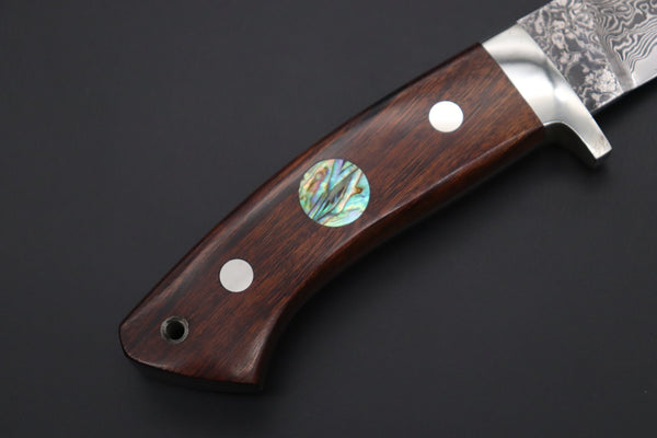 Mr. Itou  IT-970 Drop Point Hunter, 3.6" R-2 Damascus Blade, Desert Ironwood Handle with Abalone inlay
