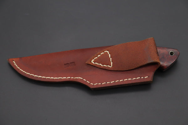 Mr. Itou  IT-980 Drop Point Hunter, 3.7" R-2 Damascus Blade, Quince Burlwood Handle with White Abalone inlay