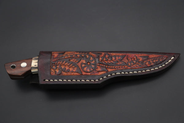 Mr. Itou ITH-115  "Treasure Hunter Series" Custom R-2 Damascus 3-1/8" Drop-point Hunter, Sambar Stag Custom Combination Handle