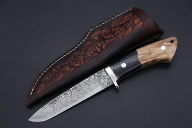 Mr. Itou  ITH-170A  "Treasure Hunter Series" Custom R2 Damascus 5" Drop-point Hunter, Hybrid Handle - japaneseknifedirect.mom