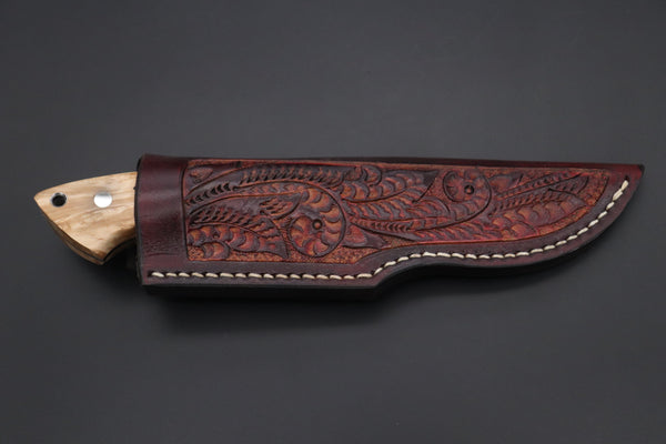 Mr. Itou ITH-175 "Treasure Hunter Series" Custom R-2 Damascus 4-1/2" Drop-point Gut-hook Hunter, Hybrid Handle - japaneseknifedirect.mom
