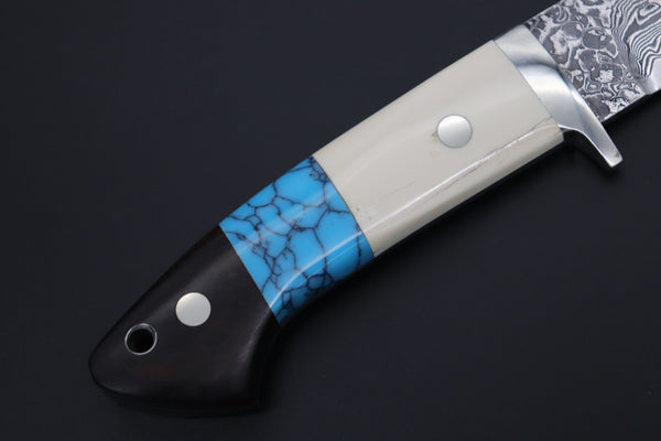 Mr. Itou  ITH-230  "Treasure Hunter Series" Custom R-2 Damascus 4" Drop-point Hunter, Mammoth Tusk Ivory Custom Combination Handle