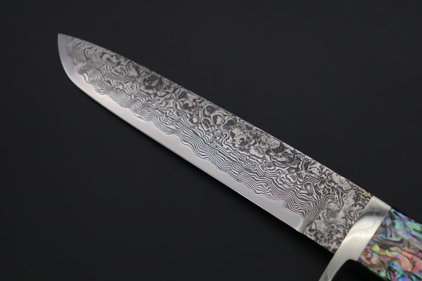 Mr. Itou  ITH-65A  "Treasure Hunter Series" Custom R2 Damascus 5-1/2" Drop-point Hunter, Armadillo Hide Handle