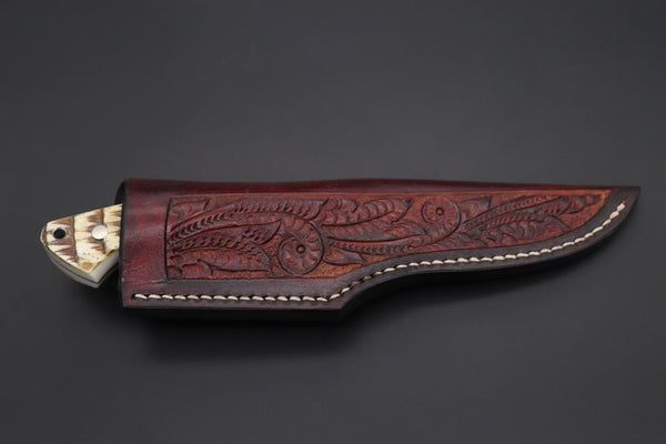 Mr. Itou  ITH-65A  "Treasure Hunter Series" Custom R2 Damascus 5-1/2" Drop-point Hunter, Armadillo Hide Handle